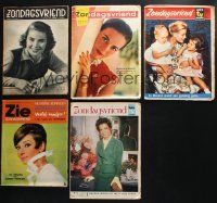 3j198 LOT OF 5 ZONDAGSVRIEND BELGIAN MAGAZINES '40s-60s Audrey Hepburn, Grace Kelly, Natalie Wood