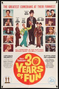 3k005 30 YEARS OF FUN 1sh '63 Charley Chase, Buster Keaton, Laurel & Hardy!