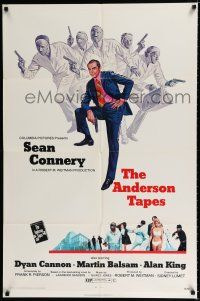 3k034 ANDERSON TAPES 1sh '71 art of Sean Connery & gang of masked robbers, Sidney Lumet