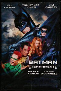 3k052 BATMAN FOREVER 1sh '95 Val Kilmer, Tommy Lee Jones, Jim Carrey, O'Donnell, Nicole Kidman!
