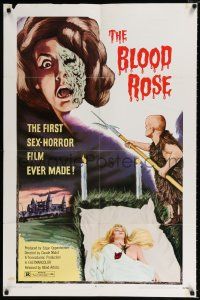 3k077 BLOOD ROSE 1sh '70 La rose ecorchee, first sex-horror film ever made, wild images!