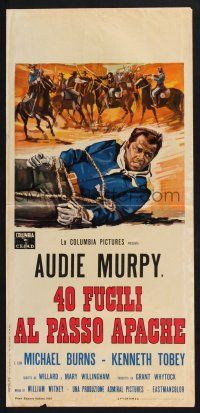 3m489 40 GUNS TO APACHE PASS Italian locandina '67 cool different art of tied-up Audie Murphy!