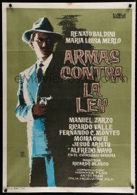 3m155 ARMAS CONTRA LA LEY Spanish '61 Ricardo Blasco, cool Montalban art of man with Fedora & gun!