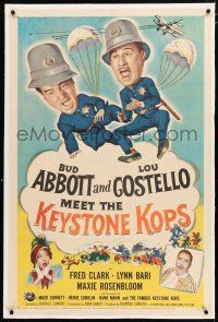 3p005 ABBOTT & COSTELLO MEET THE KEYSTONE KOPS linen 1sh '55 Bud & Lou in the movies' maddest days!