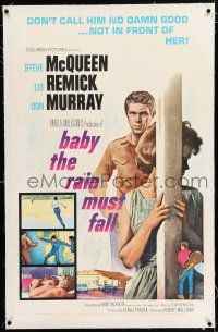 3p015 BABY THE RAIN MUST FALL linen 1sh '65 don't call Steve McQueen no good in front of Lee Remick!