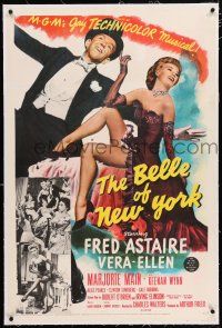 3p022 BELLE OF NEW YORK linen 1sh '52 great image of Fred Astaire & sexy Vera-Ellen dancing!