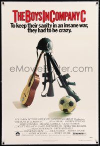 3p031 BOYS IN COMPANY C linen 1sh '78 Vietnam War, cool image of guitar, guns & soccer ball!