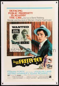 3p040 BULLET FOR PRETTY BOY linen 1sh '70 AIP noir, Fabian as Floyd w/tommy gun & wanted poster!
