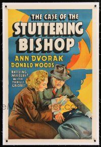 3p052 CASE OF THE STUTTERING BISHOP linen Other Company 1sh '37 art of Perry Mason & gun silhouette!