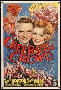 3p056 CHEERS OF THE CROWD linen 1sh '35 cool stone litho of Irene Ware & Russell Hopton!