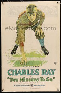 3p419 TWO MINUTES TO GO linen 1sh '21 great stone litho of college football player Charles Ray!