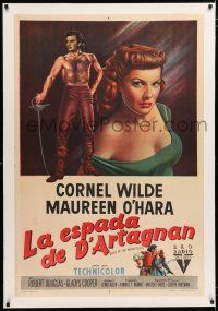 3r269 AT SWORD'S POINT linen Argentinean '52 Cornel Wilde & Maureen O'Hara, Sons of the Musketeers!