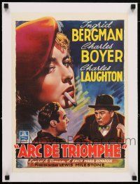 3r231 ARCH OF TRIUMPH linen Belgian '47 different art of smoking Ingrid Bergman, Boyer & Laughton!