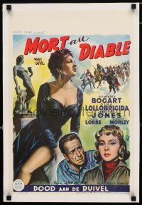 3r236 BEAT THE DEVIL linen Belgian '53 Wik art of Humphrey Bogart, Lollobrigida & Jennifer Jones!