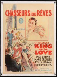 3r240 CHASING RAINBOWS linen pre-War Belgian '30 Charles King, Bessie Love + sexy showgirl artwork!