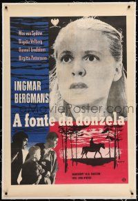 3r067 VIRGIN SPRING linen Brazilian '60 Ingmar Bergman's Jungfrukallan, original art by Gullberg!