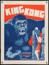 3r090 KING KONG linen Danish R40s different Boye art of giant ape slobbering over bound Fay Wray!