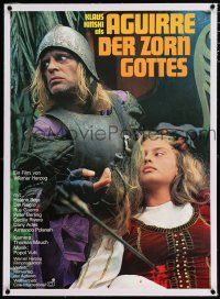 3r169 AGUIRRE, THE WRATH OF GOD linen German '72 Werner Herzog, cool image of crazy Klaus Kinski!