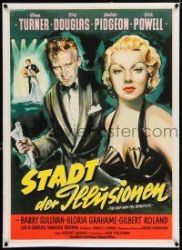 3r170 BAD & THE BEAUTIFUL linen German '53 different Williams art of Kirk Douglas & Lana Turner!