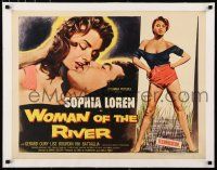 3r026 WOMAN OF THE RIVER linen 1/2sh R57 sexiest full-length art of Sophia Loren & kiss close up!