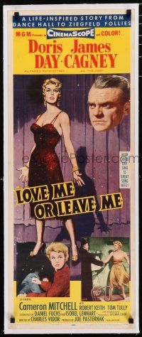 3r002 LOVE ME OR LEAVE ME linen insert '55 sexy Doris Day as famed Ruth Etting, James Cagney