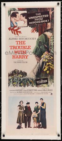 3r009 TROUBLE WITH HARRY linen insert '55 Alfred Hitchcock, Edmund Gwenn, Forsythe, Shirley MacLaine