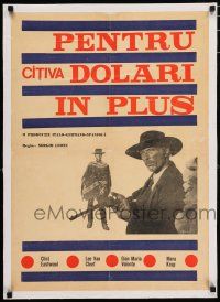 3r069 FOR A FEW DOLLARS MORE linen Romanian '67 different image of Eastwood & Van Cleef, Leone!