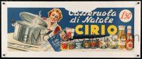3r064 CIRIO linen 13x38 Italian advertising poster '23 art of woman in kitchen with canned goods!