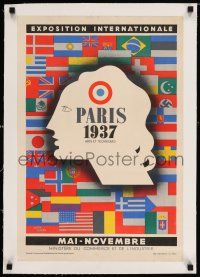 3r052 EXPOSITION INTERNATIONALE PARIS 1937 linen 16x23 French museum exhibition '37 Jean Carlu art!