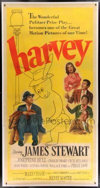 3s157 HARVEY linen 3sh '50 James Stewart sitting with 6 foot imaginary rabbit, super rare!