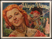 3s035 NEW WINE linen Argentinean 43x58 R46 art of man playing violin for Ilona Massey by Venturi!