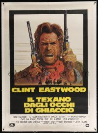 3s076 OUTLAW JOSEY WALES linen Italian 1p '76 Clint Eastwood is an army of one, double-fisted art!