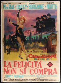 3s039 BEST THINGS IN LIFE ARE FREE linen Italian 2p '56 different art of Sheree North & criminals!