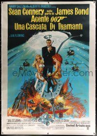 3s041 DIAMONDS ARE FOREVER linen Italian 2p '71 art of Sean Connery as James Bond by Robert McGinnis
