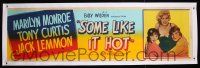 3s025 SOME LIKE IT HOT linen paper banner '59 Marilyn Monroe w/ Tony Curtis & Jack Lemmon in drag!
