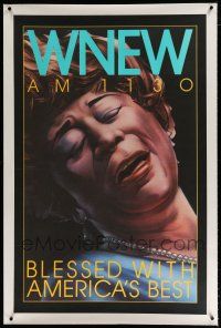 3s013 WNEW AM 1130 ELLA FITZGERALD linen radio poster '80s great art, blessed with America's best!