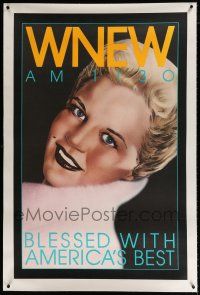 3s015 WNEW AM 1130 PEGGY LEE linen radio poster '80s portrait art, blessed with America's best!