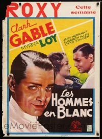 3t522 MEN IN WHITE pre-War Belgian '34 close up art of doctor Clark Gable & beautiful Myrna Loy!
