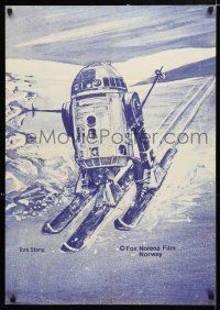 3t015 R2-D2 SKIING 23x33 Norwegian poster '80s wonderful art by Tore Stang, Star Wars robot!