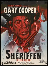 3t560 HIGH NOON Danish '52 best different Wenzel art of Gary Cooper w/smoking gun, Fred Zinnemann