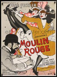 3t566 MOULIN ROUGE Danish R60s Maggi art of Jose Ferrer as Toulouse-Lautrec & sexy dancers!