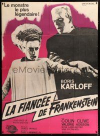 3t438 BRIDE OF FRANKENSTEIN French 1p R64 differnet image of monster Boris Karloff & Lanchester!