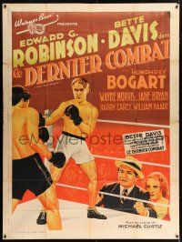 3t440 KID GALAHAD French 1p '37 Koutachy art of Edward G. Robinson & Bette Davis by boxing ring!