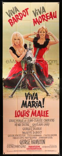 3t433 VIVA MARIA 46x123 French 2p '65 Louis Malle, sexiest Brigitte Bardot & Jeanne Moreau!