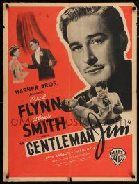 3t507 GENTLEMAN JIM French 23x31 '48 different image of Errol Flynn boxing & with Alexis Smith!