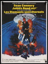3t513 DIAMONDS ARE FOREVER French 17x22 R80s art of Sean Connery as James Bond by Robert McGinnis!