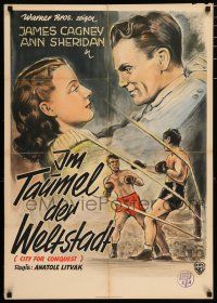3t491 CITY FOR CONQUEST German '50 different art of James Cagney & Ann Sheridan over boxing match!