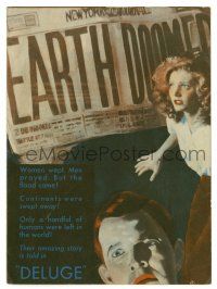 3t363 DELUGE herald '33 cool different image of newspaper headline saying Earth Doomed!