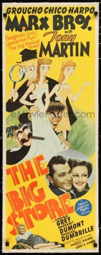 3t206 BIG STORE linen insert '41 Hirschfeld art of the three Marx Brothers, Groucho, Harpo & Chico!