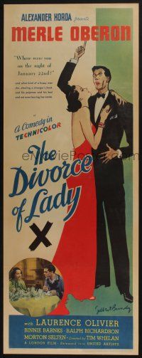 3t128 DIVORCE OF LADY X insert '38 Silbert Bundy art of sexy Merle Oberon & Laurence Olivier!